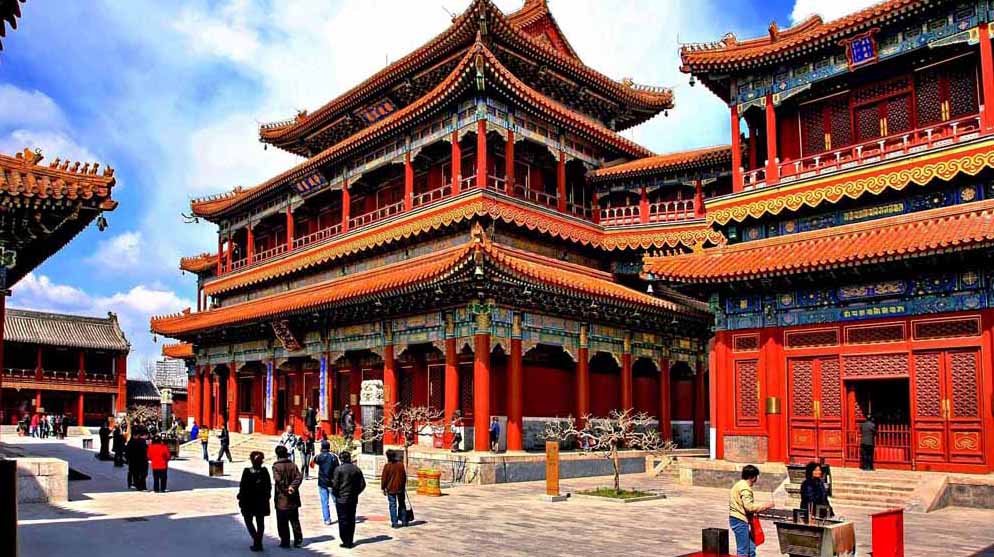 Beijing Lama Temple Yonghe Lamasery Tibetan Buddhism largest wooden Buddha