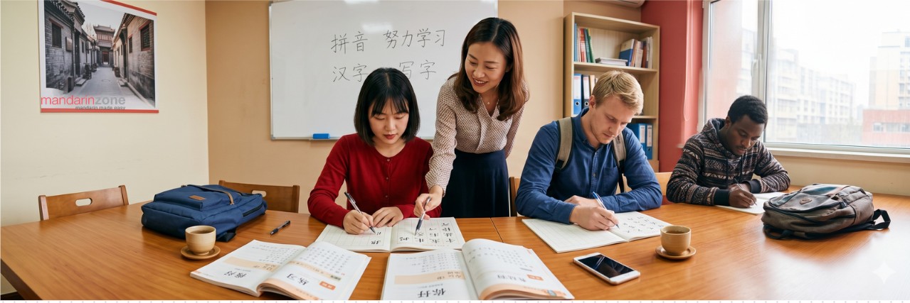 HSK 2 Chinese class at Mandarin Zone in Beijing's Sanlitun district