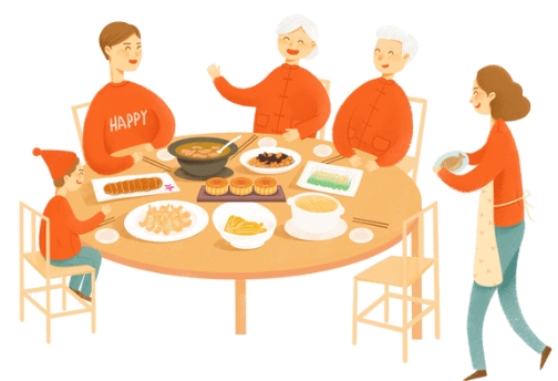 Family gathered under a full moon sharing mooncakes during Mid-Autumn Festival, symbolizing unity and gratitude