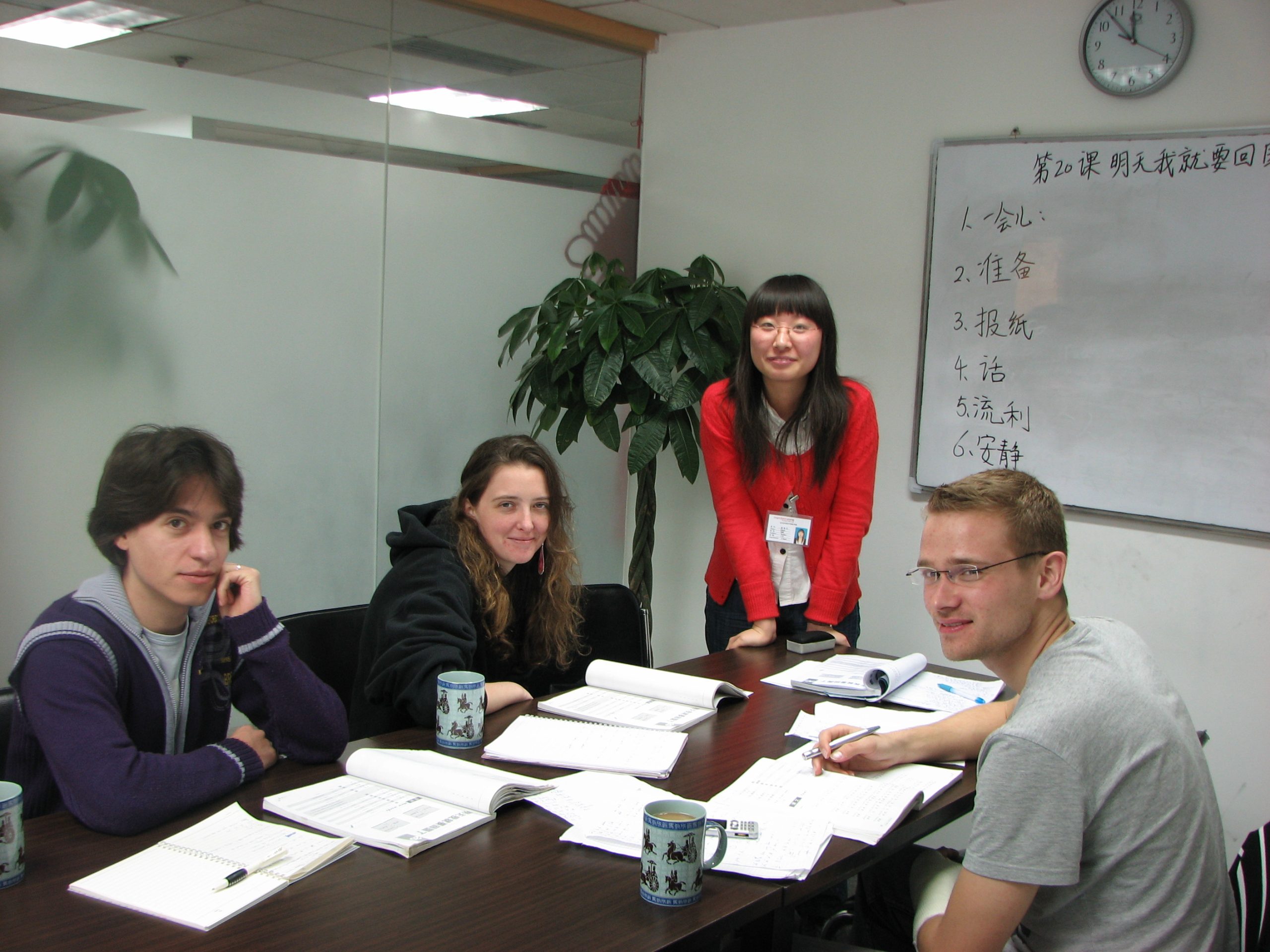 Students learning Chinese in a small group class at Mandarin Zone Beijing