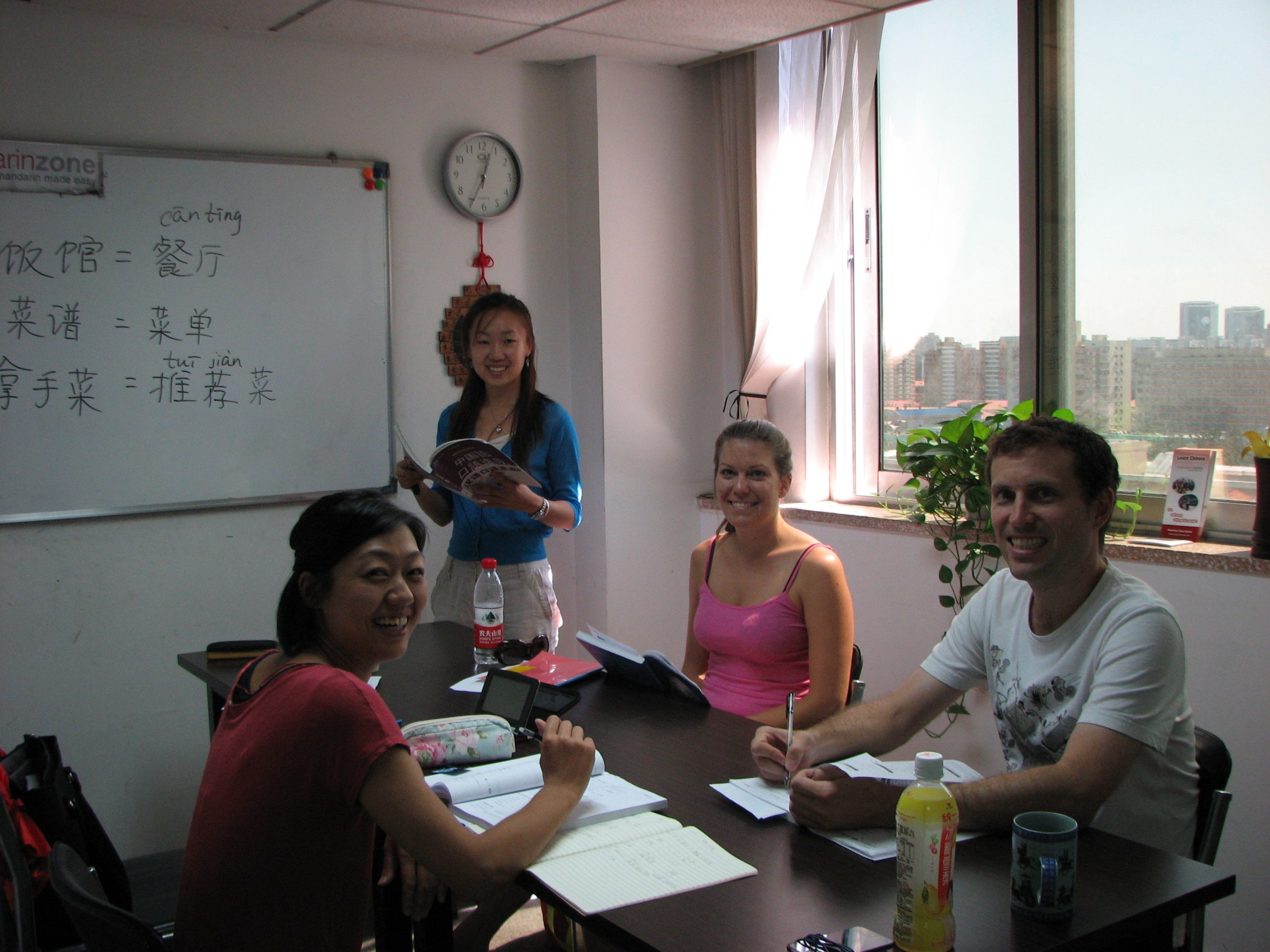 Students learning Chinese in a small group class at Mandarin Zone Beijing